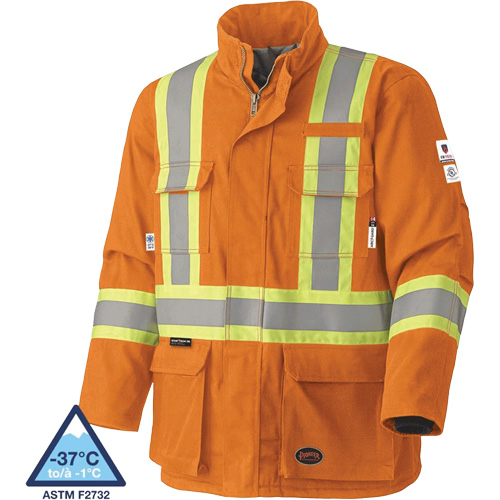 5533 Manteau de s&eacute;curit&eacute; ignifuge, Petit, Orange haute visibilit&eacute;, 58 cal/cm² Nuna Depot Inc.