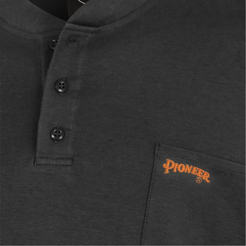 332 Chandail Henley en tricot interlock ignifuge, Petit, Noir Nuna Depot Inc.