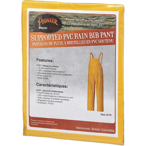 577P Storm Master&reg; Bib Pants, Small, Polyester/PVC, Yellow Nuna Depot Inc.