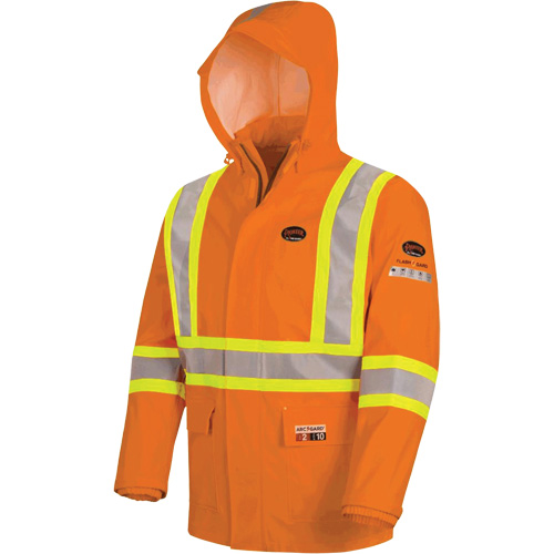 5880 Manteau de pluie ignifuge et protection contre les &eacute;clats d'arc &eacute;lectrique, T-petit, Orange haute visibilit&eacute;, 10 cal/cm² Nuna Depot Inc.