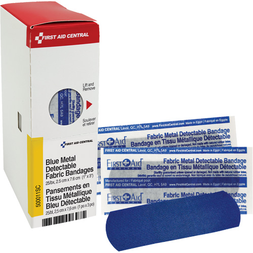 Fabric Blue Detectable Bandages, Rectangular/Square, 1", Fabric Metal Detectable, Sterile Nuna Depot Inc.