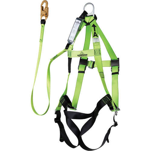 FBH-10000A6440-6 Contractor Series Safety Harness with Shock Absorbing Lanyard, Harness/Lanyard Combo Nuna Depot Inc.