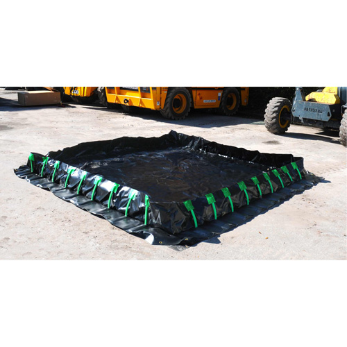 Ultra-Containment Berm&reg;, 1496 US gal. Capacity, 10' W x 20' L x 12" H, Stake Wall Nuna Depot Inc.
