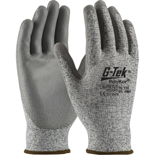 Gants r&eacute;sistants aux coupures G-Tek en tricot sans couture, T-petit, Calibre 13, Rev&ecirc;tement Polyur&eacute;thane, ASTM ANSI niveau A2/EN 388 niveau B Nuna Depot Inc.