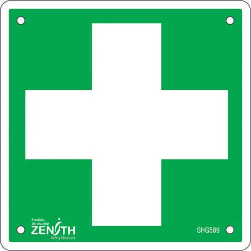 Enseigne premiers soins, 6" x 6", Aluminium, Pictogramme Nuna Depot Inc.