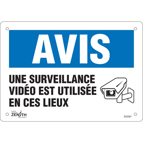 "Surveillance vid&eacute;o" Sign, 7" x 10", Plastic, French with Pictogram Nuna Depot Inc.