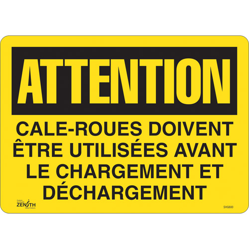 Enseigne  Cale-roues doivent &ecirc;tre utilis&eacute;es , 14" x 10", Vinyle, Français Nuna Depot Inc.