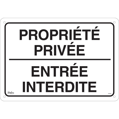 Enseigne  Propri&eacute;t&eacute; priv&eacute;e , 14" x 20", Aluminium, Français Nuna Depot Inc.