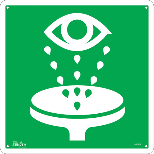 Enseigne de s&eacute;curit&eacute; conforme &agrave; la CSA - Eye Wash, 12" x 12", Aluminium, Pictogramme Nuna Depot Inc.