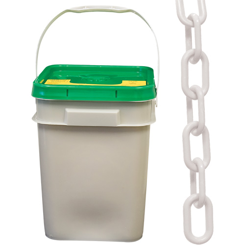 Chaîne de s&eacute;curit&eacute; en plastique robuste, Blanc, Maillon de 2", 120' de long Nuna Depot Inc.