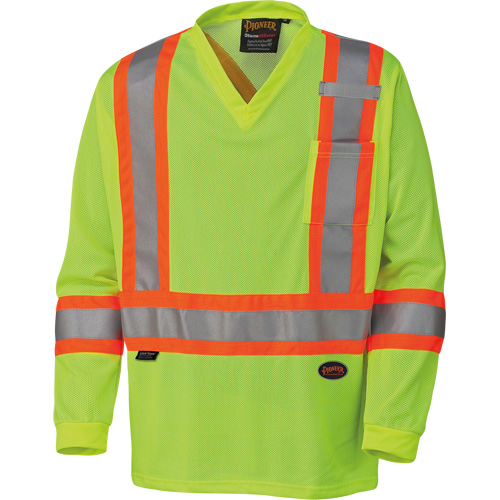 6985 Chandail de s&eacute;curit&eacute; &agrave; manches longues pour circulation en micromaille, Petit, Jaune lime haute visibilit&eacute; Nuna Depot Inc.