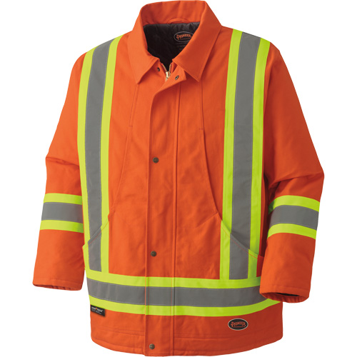 5537A Parka de s&eacute;curit&eacute; matelass&eacute; en canevas de coton, Orange haute visibilit&eacute;, Petit Nuna Depot Inc.