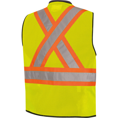 6895 Veste de s&eacute;curit&eacute; haute visibilit&eacute; bicolore avec fermeture &agrave; glissi&egrave;re sur tout le devant, Noir/Jaune lime haute visibilit&eacute;, 2T-Grand/3T-Grand, Polyester Nuna Depot Inc.