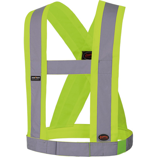 5493 High-Visibility 4" Wide Adjustable Safety Sash, Meets/Exceeds CSA Z96 Class 2 - Level 2, High Visibility Lime-Yellow, Silver Reflective Colour, One Size Nuna Depot Inc.