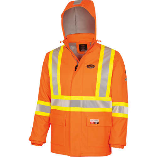 5884 Flash-Gard&reg; FR/Arc-Rated Waterproof Jacket with Hood, Small, High Visibility Orange, 51 cal/cm² Nuna Depot Inc.