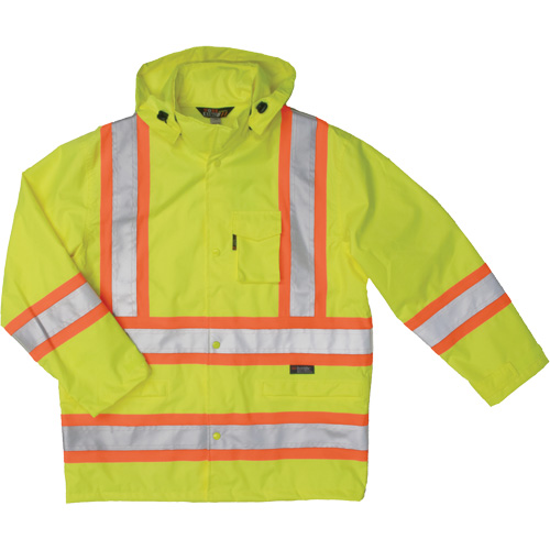 Manteau de s&eacute;curit&eacute; imperm&eacute;able en tissu ind&eacute;chirable Ripstop, Polyester, Petit, Jaune lime haute visibilit&eacute; Nuna Depot Inc.