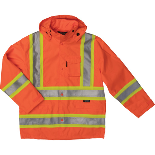 Manteau de s&eacute;curit&eacute; imperm&eacute;able en tissu ind&eacute;chirable Ripstop, Polyester, T-Grand, Orange haute visibilit&eacute; Nuna Depot Inc.