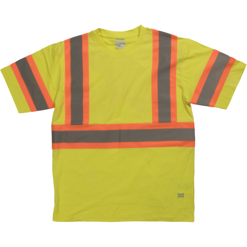 Chemise de s&eacute;curit&eacute; &agrave; manches courtes, Coton, T-petit, Jaune lime haute visibilit&eacute; Nuna Depot Inc.