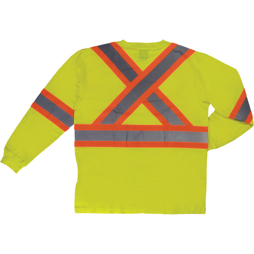 Long Sleeve Safety T-Shirt, Cotton, X-Small, High Visibility Lime-Yellow Nuna Depot Inc.