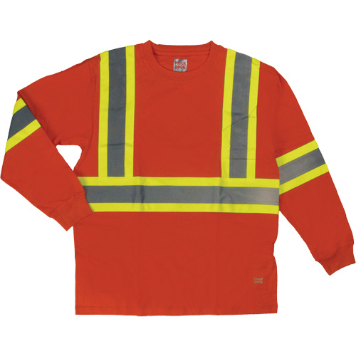 Long Sleeve Safety T-Shirt, Cotton, X-Small, High Visibility Orange Nuna Depot Inc.