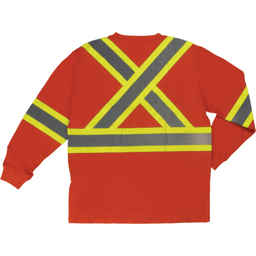 Long Sleeve Safety T-Shirt, Cotton, X-Small, High Visibility Orange Nuna Depot Inc.