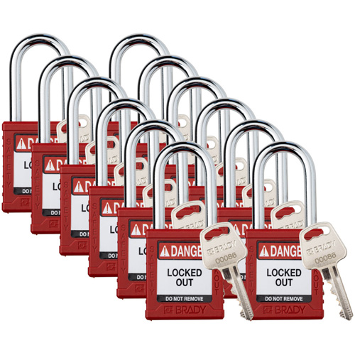 Velocity Lockout Padlocks, Red, Keyed Different, Nylon, 1-1/2" Width Nuna Depot Inc.