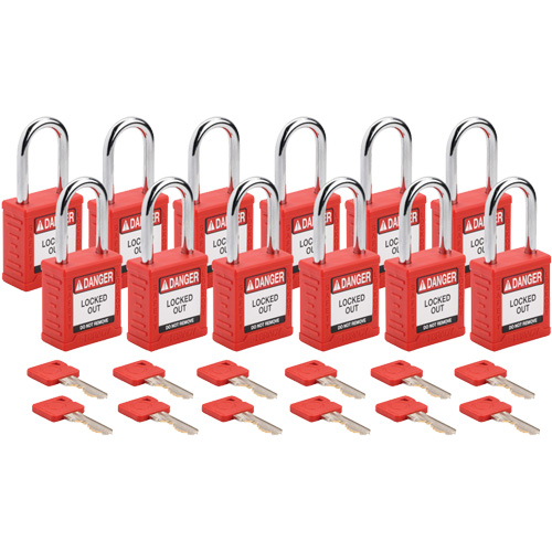 Velocity Lockout Padlocks, Red, Keyed Alike, Nylon, 1-1/2" Width Nuna Depot Inc.