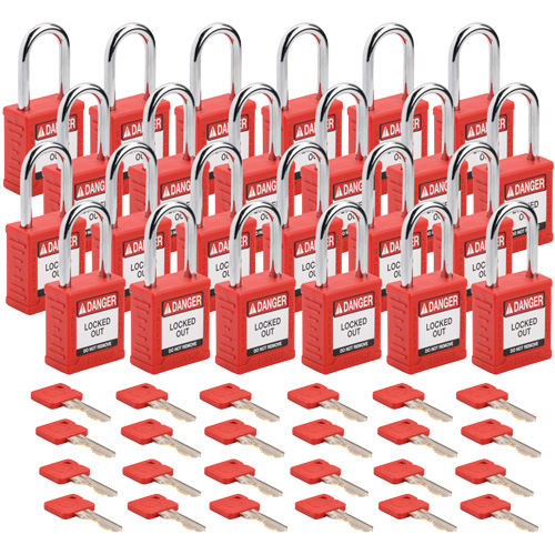 Velocity Lockout Padlocks, Red, Keyed Alike, Nylon, 1-1/2" Width Nuna Depot Inc.