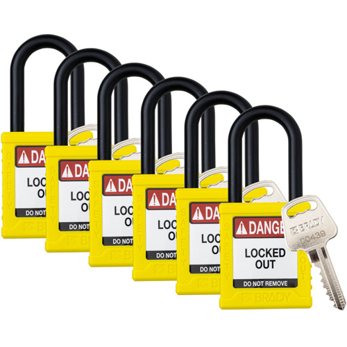 Velocity Lockout Padlocks, Yellow, Keyed Alike, Nylon, 1-1/2" Width Nuna Depot Inc.