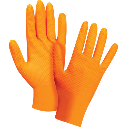 Heavyweight Tactile Grip Examination Gloves, X-Large, Nitrile, 8-mil, Powder-Free, Orange, Class 2 Nuna Depot Inc.