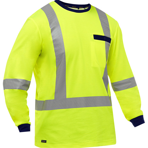 Bisley&reg; X-Back Long Sleeve Shirt, Poly-Cotton, Small, High Visibility Lime-Yellow Nuna Depot Inc.