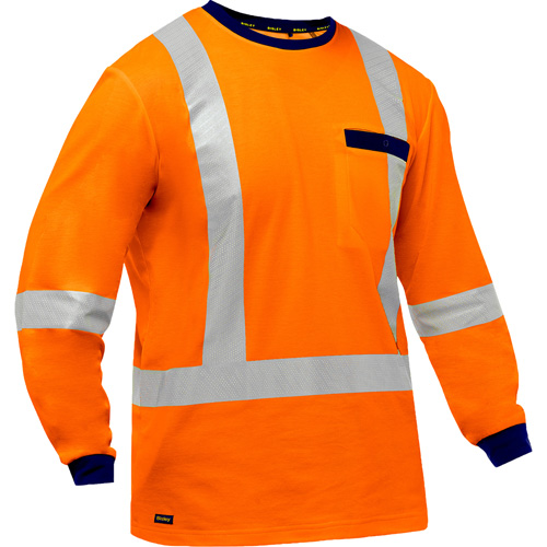 Bisley&reg; X-Back Long Sleeve Shirt, Poly-Cotton, Small, High Visibility Orange Nuna Depot Inc.