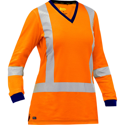 Bisley&reg; Women's X-Back Long Sleeve Shirt, Poly-Cotton, Small, High Visibility Orange Nuna Depot Inc.
