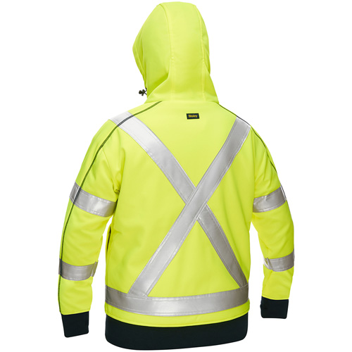Coton ouat&eacute; doubl&eacute; de sherpa avec capuchon &agrave; fermeture &eacute;clair compl&egrave;te et X au dos Bisley pour femmes, T-Grand, Jaune lime haute visibilit&eacute; Nuna Depot Inc.