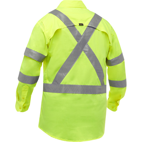 Chemise de travail &agrave; manches longues et X au dos Bisley avec X-Airflow, Poly-coton, Petit, Jaune lime haute visibilit&eacute; Nuna Depot Inc.