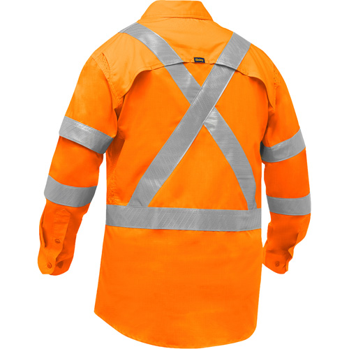 Chemise de travail &agrave; manches longues et X au dos Bisley avec X-Airflow, Poly-coton, Petit, Orange haute visibilit&eacute; Nuna Depot Inc.