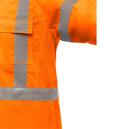 Chemise de travail &agrave; manches longues et X au dos Bisley avec X-Airflow, Poly-coton, Petit, Orange haute visibilit&eacute; Nuna Depot Inc.