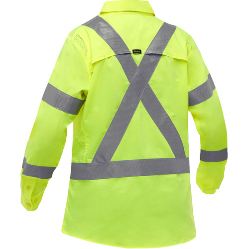Chemise de travail &agrave; manches longues et X au dos Bisley avec X-Airflow pour femmes, Poly-coton, Petit, Jaune lime haute visibilit&eacute; Nuna Depot Inc.