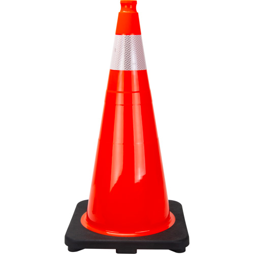 C&ocirc;ne de signalisation de premi&egrave;re qualit&eacute;, 28", Orange, Bande(s) r&eacute;fl&eacute;chissante(s) 4" Nuna Depot Inc.