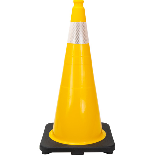 C&ocirc;ne de signalisation de premi&egrave;re qualit&eacute;, 28", Jaune, Bande(s) r&eacute;fl&eacute;chissante(s) 4" Nuna Depot Inc.