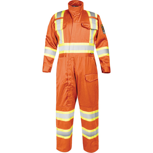 Combinaison ignifug&eacute;e avec bandes haute visibilit&eacute;, Taille Petit, Orange Nuna Depot Inc.