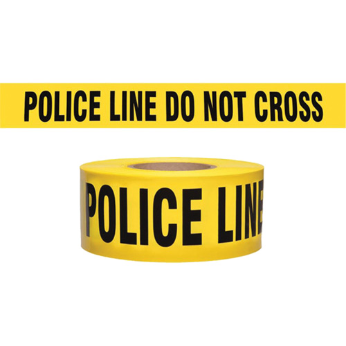 "Police Line Do Not Cross" Contractor-Grade Barricade Tape, English, 3" W x 1000' L, 2 mils, Black on Yellow Nuna Depot Inc.