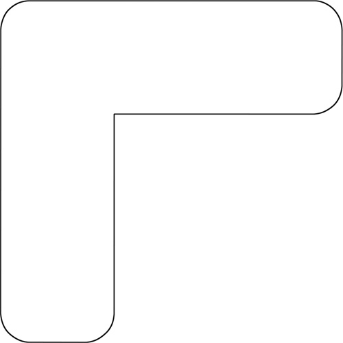Durastripe Xtreme 90-Degree Angle for Rounded Corners, L, 4" L x 4" W, White, Vinyl Nuna Depot Inc.