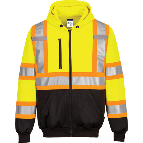 Contrast-Striped Safety Hoodie, Small, Black/High Visibility Lime-Yellow Nuna Depot Inc.
