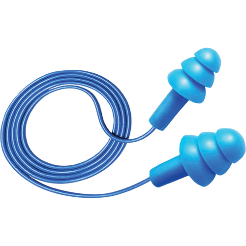 Bouchons d'oreilles d&eacute;tectables et r&eacute;utilisables Hush 50-25, Avec cordon, Taille unique, Vrac - Boîte, NRR dB 25 Nuna Depot Inc.