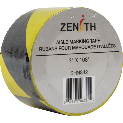 Ruban pour marquage d'all&eacute;es, 3" x 108', PVC, Noir et jaune Nuna Depot Inc.