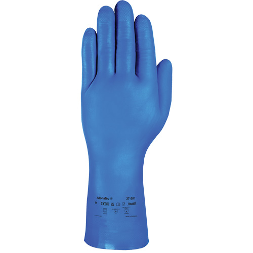 Gants r&eacute;sistants aux produits chimiques bleus pour usage moyen AlphaTec 37-501, Taille 7, 13" lo, Nitrile, 16,5-mil Nuna Depot Inc.