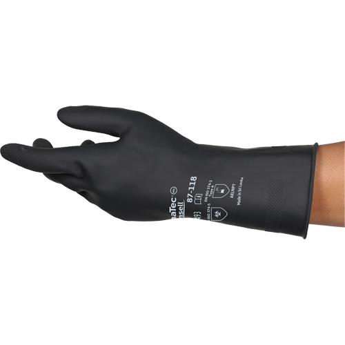 AlphaTec&reg; 87-118 Chemical-Resistance Gloves, Size Small/7, 12.6" L, Rubber Latex, Cotton Inner Lining, 31-mil Nuna Depot Inc.