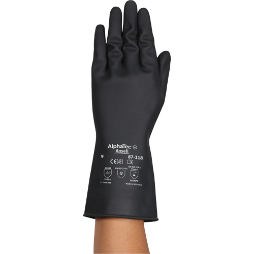AlphaTec&reg; 87-118 Chemical-Resistance Gloves, Size Small/7, 12.6" L, Rubber Latex, Cotton Inner Lining, 31-mil Nuna Depot Inc.