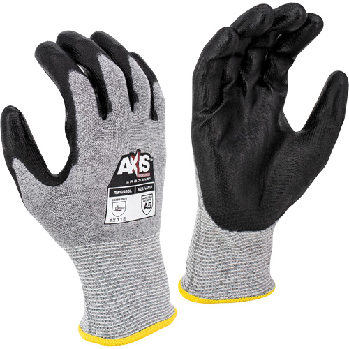 RWG566 AXIS Cut Protection Touchscreen Work Glove, Size Medium, 18 Gauge, Polyurethane Coated, Stainless Steel/HPPE Shell, ASTM ANSI Level A5/EN 388 Level E Nuna Depot Inc.